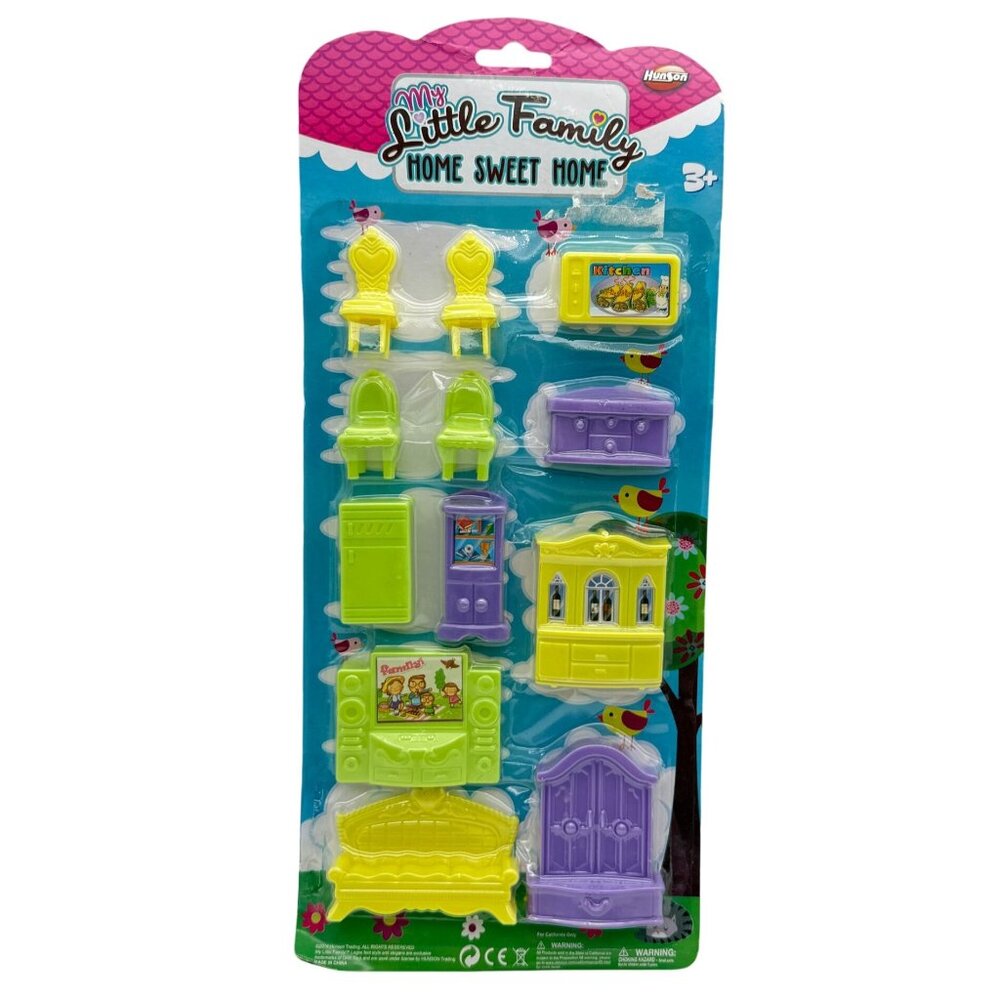 My Little Family Home Sweet Home 12-pc Furniture Playset For Kids Ages 3+ NOS